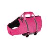 Convenient and Adjustable Pink Dog Life Jacket with Zipper Closure and Reflective Accents