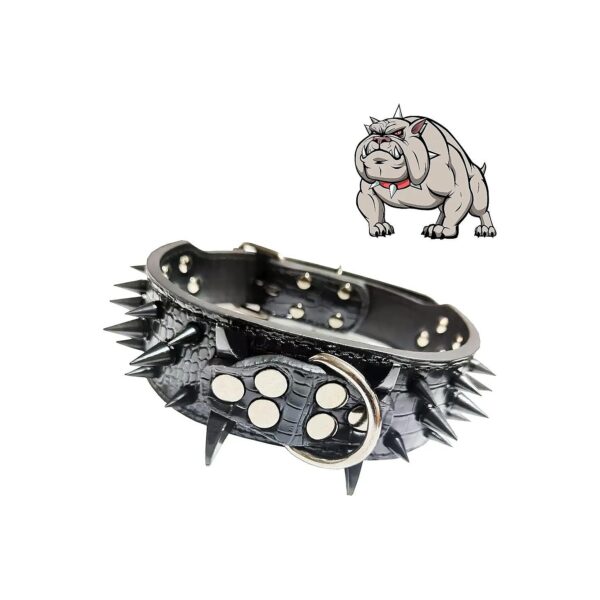 Cool Black Dog Collar with Gold Spikes for Large Breed Dogs