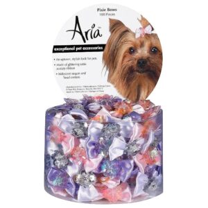 Coordinating Dog Accessories with Iridescent Sequined Bows for Small Breeds