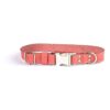 Coral Leather Dog Collar with Easy Open Buckle and Extra Blocking Leather