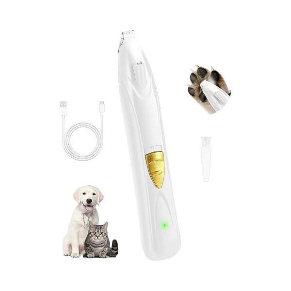 Cordless Dog Grooming Kit for Small Pets with LED Light for Paw Trimming