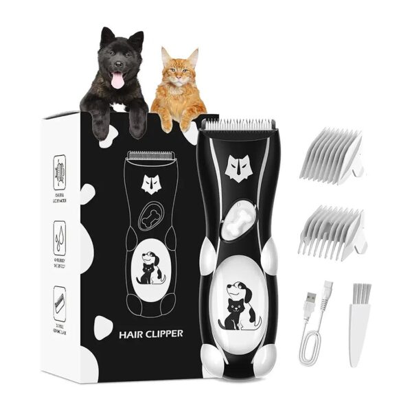 Cordless Dog and Cat Hair Cutting Kit with 5 Accessories and Warming Tips