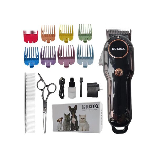 Cordless Rechargeable Dog Grooming Kit with Low Noise Dog Hair Clippers for Thick Coats