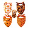 Cotton Dog Bandanas 4 Pack with Reversible Design Suitable for Medium and Large Size Pets