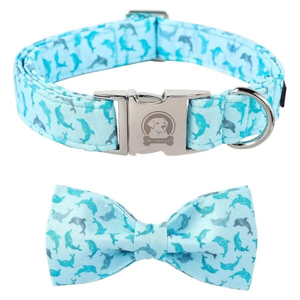 Cotton Dog Collar with Adjustable Size Options and Removable Bow Tie for Every Breed