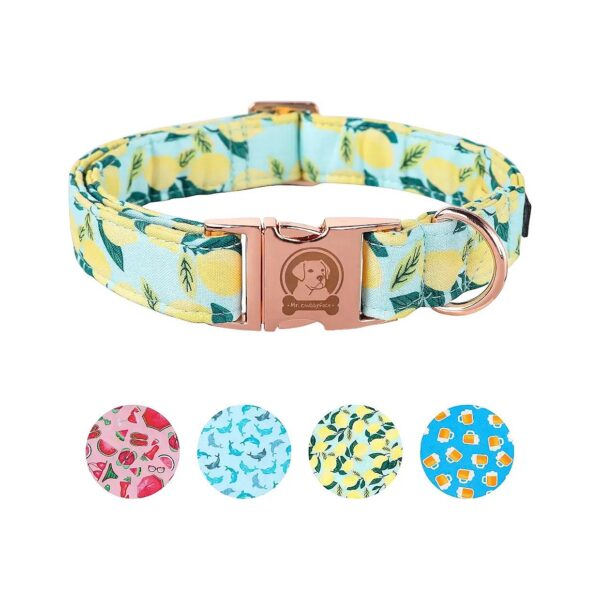 Cotton Dog Collar with Heat Transfer Printing Floral Design for Small Medium Large Dogs