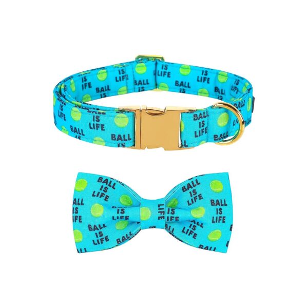 Cotton Dog Collar with Metal Buckle and Bowtie for Large Dog Gift