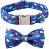 Cotton Dog Collar with Popsicle Patterned Bowtie Attachment for Male and Female Dogs