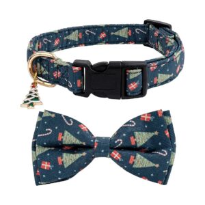 Cotton Dog Collars with Christmas Charm for Small Medium Large Female Male Dogs