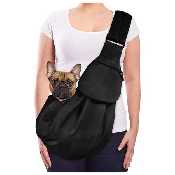 Cotton Dog Sling with Handy Zipped Pocket and Adjustable Strap for Small Dogs and Cats