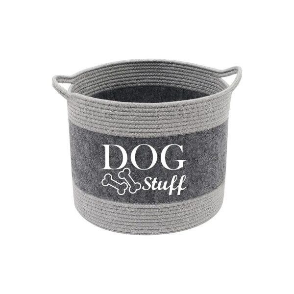 Cotton Felt Dog Toy Box with Handle for Pet Toys, Treats, and Accessories