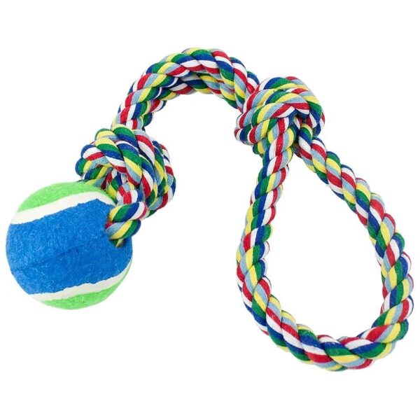 Cotton Floss Rope with Tennis Ball for Medium Dogs Interactive Play