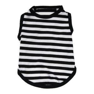 Cotton Horizontal Stripes Dog Shirt in Black and White for 8-13 Pound Dogs