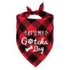 Cotton Pet Dog Bandanas Soft Red Plaid Pattern 27" Long Neck Medium Large Size Bibs Gift