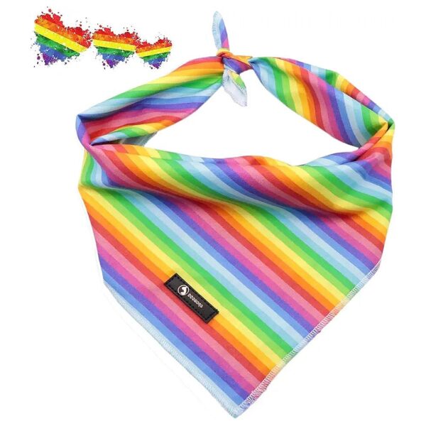 Cotton Rainbow Dog Bandanas Square Kerchief Scarf Bib for Small Large Dogs Adjustable