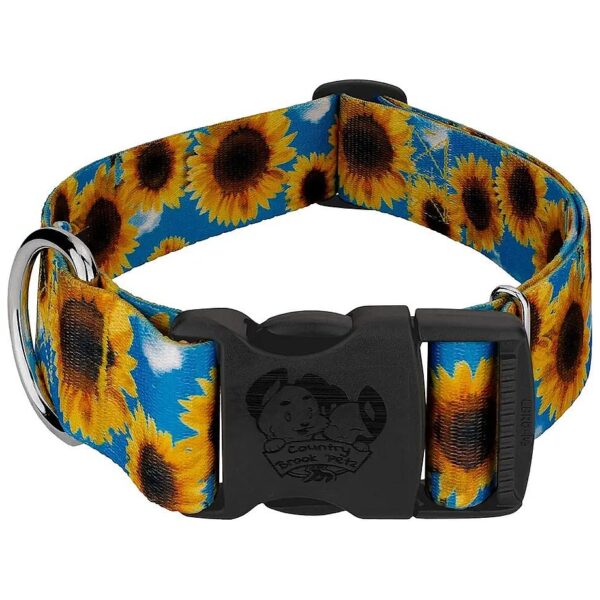 Country Brook Pet-Approved Floral Dog Collars with Sunflowers and Puffy Clouds