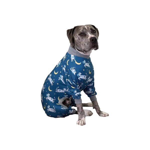 Cow Moon Star Print Pitbull Pajamas Large Full Coverage Lightweight Dog Jumpsuit Onesie