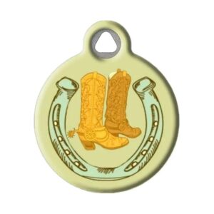 Cowboy Boots Large Stainless Steel Pet ID Tag with Customizable Information