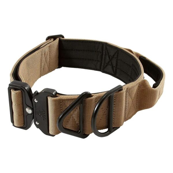 Coyote Brown Tactical Dog Collar with Neoprene Padded Inside and Metal Buckle