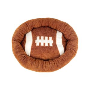 Cozy 24 Inch Diameter Football Themed Pet Bed for Small Breeds up to 15 Pounds