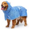 Cozy Adjustable Hooded Dog Bathrobe for Medium Large Dogs