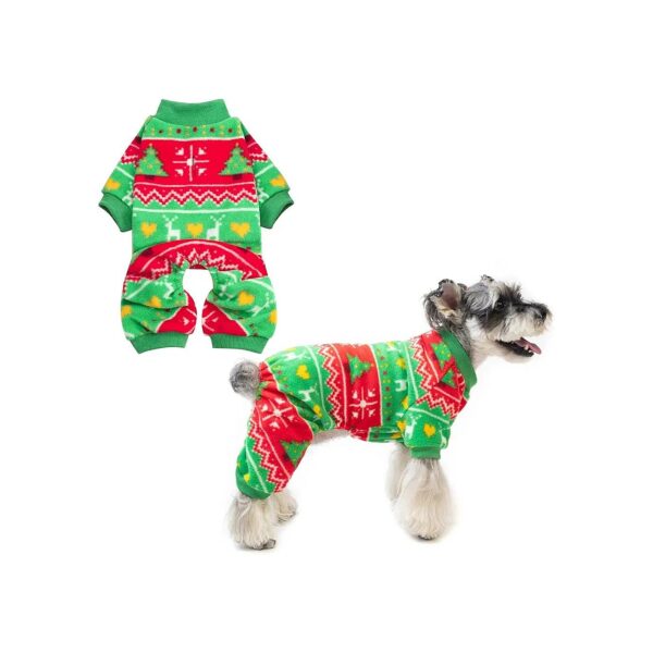 Cozy Christmas Dog Pajamas for Small and Medium Dogs with Polar Fleece