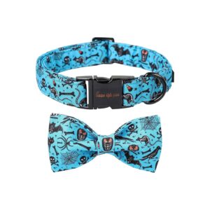 Cozy Cotton Halloween Dog Collar with Bow Tie Design for Small Medium Large Dogs