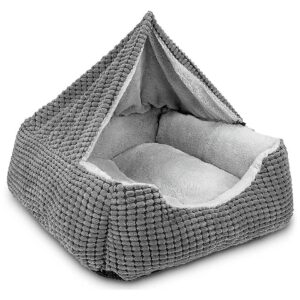 Cozy Dog Bed with Hooded Blanket and Raised Rim Design for Orthopedic Support and Comfort