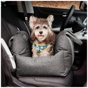 Cozy Dog Car Bed for Small Breed Dogs with Adjustable Headrest and Safety Straps