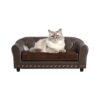 Cozy Dog Sofa Bed with Suede Cushion and Faux Leather Cover for Small Pets