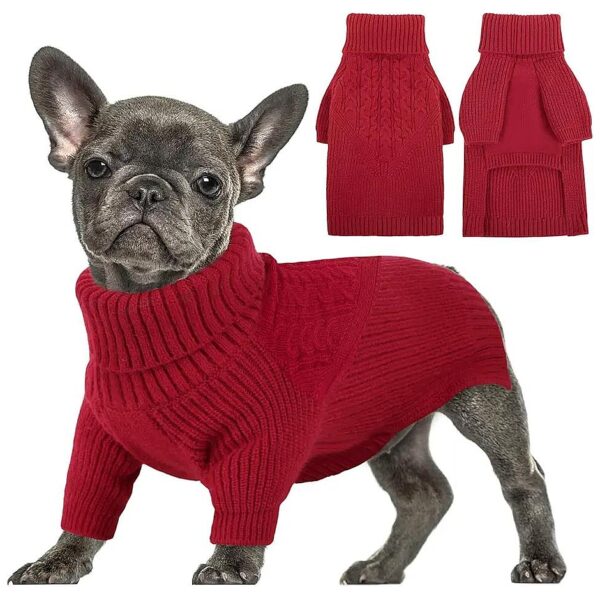 Cozy Fall and Winter Dog Sweaters for Small Medium Dogs with Long Sleeves and Turtleneck