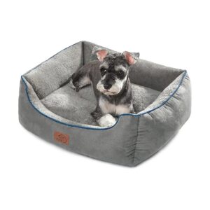 Cozy Faux Sheepskin Grey Dog Bed for Small to Medium-Sized Pets