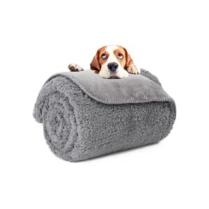 Cozy Fleece Blanket for Dogs and Cats, 60x80 Inch, Grey, Soft, Fluffy, and Durable