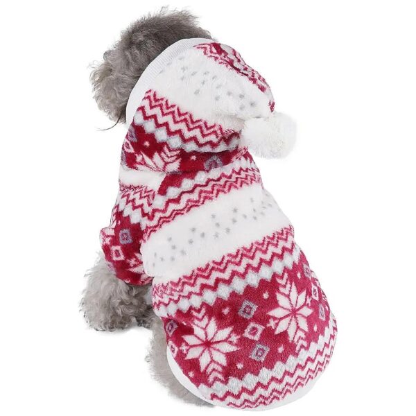 Cozy Fleece Hooded Jacket with Snowflake Pattern for Small Dogs and Cats, Size XL