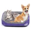 Cozy Fleece Pet Bed for Small Dogs Cats Waterproof Cooling Bed for Indoor Outdoor Purple