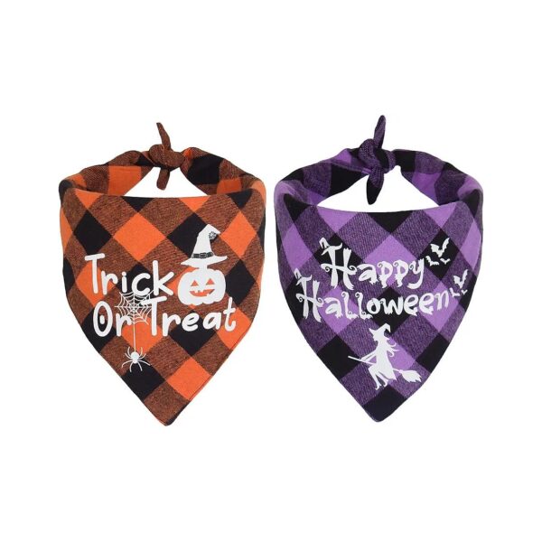 Cozy Halloween Bandanas for Large Dogs, Soft Cotton Fabric, Classic Plaid Design