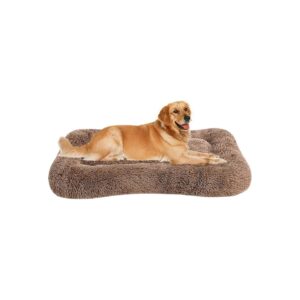 Cozy Khaki Pet Bed for Medium to Extra Large Dogs - Machine Washable Plush Fabric