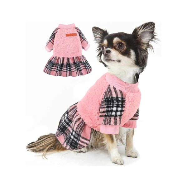 Cozy Light Fleece Dog Clothes for Small Dogs Girl Winter Dog Dresses