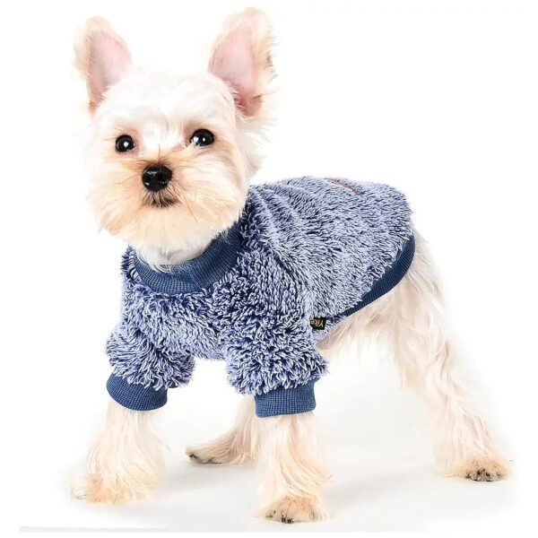 Cozy Navy Blue Dog Sweater for Small Dogs (4-6 Lbs) Fleece Material Winter Warmth