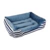 Cozy Navy Stripe Pet Bed, Soft Fabric, Eco-Friendly Filled and Machine Washable