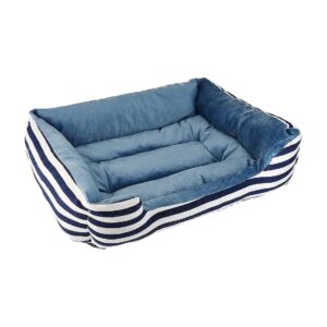 Cozy Navy Stripe Pet Bed, Soft Fabric, Eco-Friendly Filled and Machine Washable