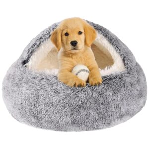 Cozy Nook for Small Medium Pets, Machine Washable Anti-Slip Dog Bed with Cave Design