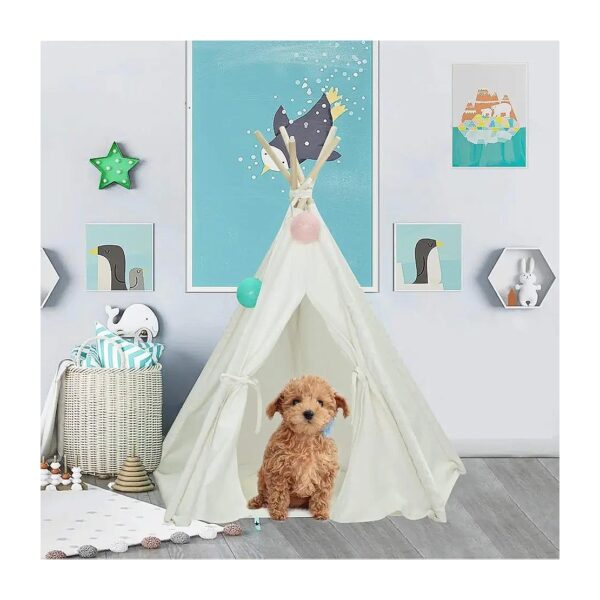 Cozy Pet Teepee Tent for Small Dogs and Cats with Washable Canvas