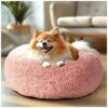 Cozy Plush Dog Bed for Small to Medium Size Dogs, 25lbs Max, Pink