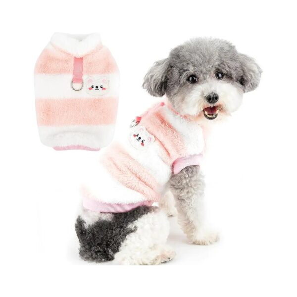 Cozy Pullover Sweater Coat for Small Breeds with Soft Fleece Fabric and Cute Bear Pattern