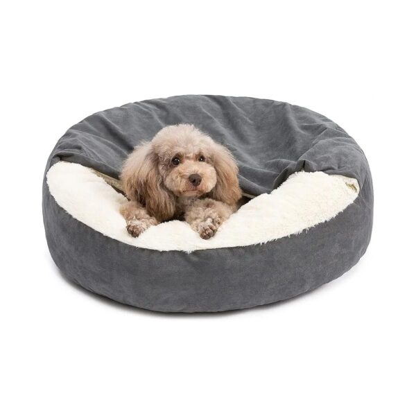 Cozy Small Dog Bed with Wave Faux Fur, Soft Blanket, and Anti-Slip Base