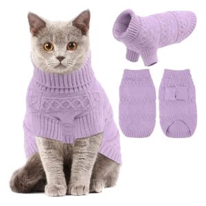 Cozy Soft Knit Sweater for Small Breeds Comfortable Dogs and Cats Purple XS