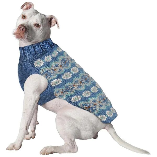 Cozy Teal Fair Isle Patterned Dog Sweater, X-Large Fits