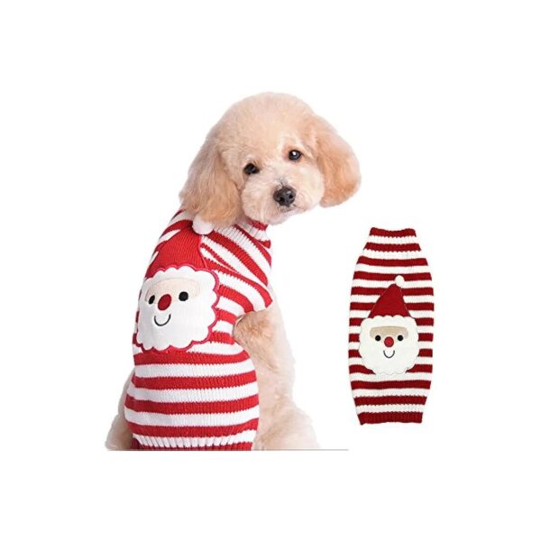 Cozy Warm Dog Sweater for Small Medium and Large Dogs Santa Claus Pattern Soft Knit