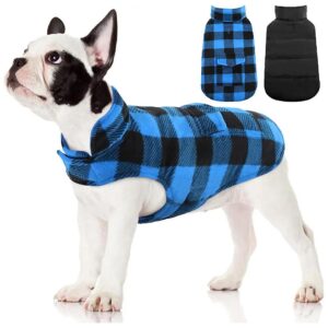 Cozy Warm Dog Winter Coat for Small Dogs XS British Style Fleece Jacket with Plaid